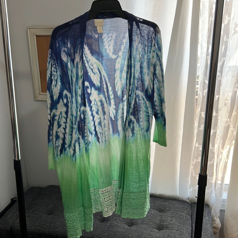 Shrug, 3/4 sleeves with embroidered bottom